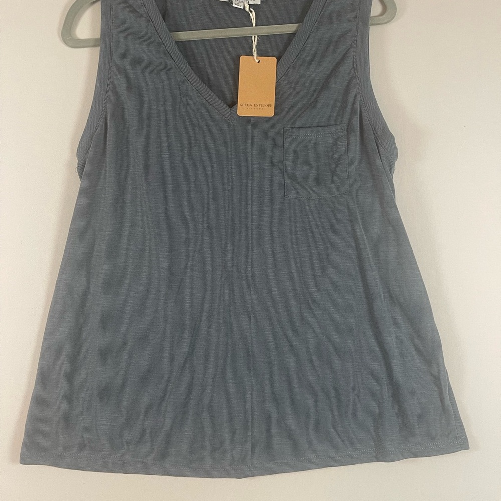 Green Envelope Blue Gray Sleeveless Tank Top